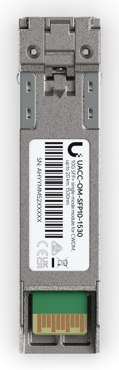 Ubiquiti SFP+ Transceiver – 11,3 Gbit/s, CWDM 1530 nm, LC (UPC), Single-Mode, 20 000 m, Grau