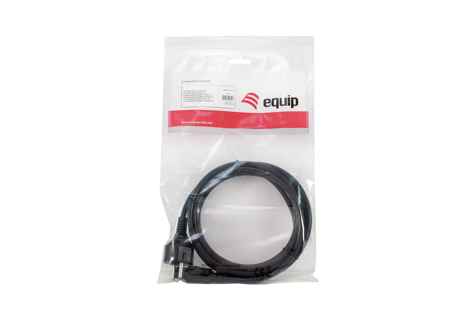 Equip Netzkabel – IEC C5 auf Schuko (CEE 7/7), 3 m, 250 V/2,5 A, schwarz