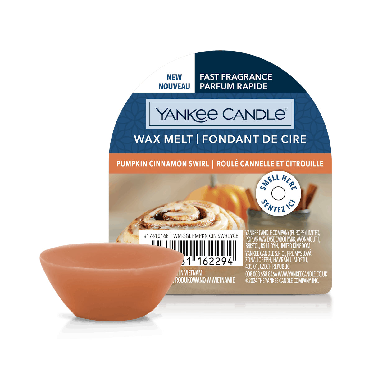 Yankee Candle Duftwachsplättchen – Karamell & Zimt – Ø 6,7 × 7,3 cm, 1-teilig, orange