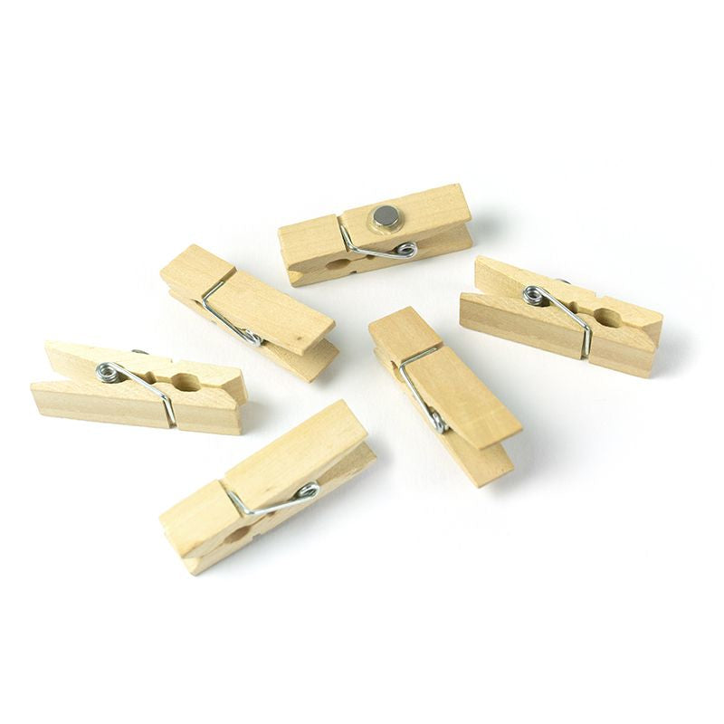 Trendform WOODY KLIP Magnetclip – 45 × 10 × 10 mm – 6 Stück, Holz, Braun