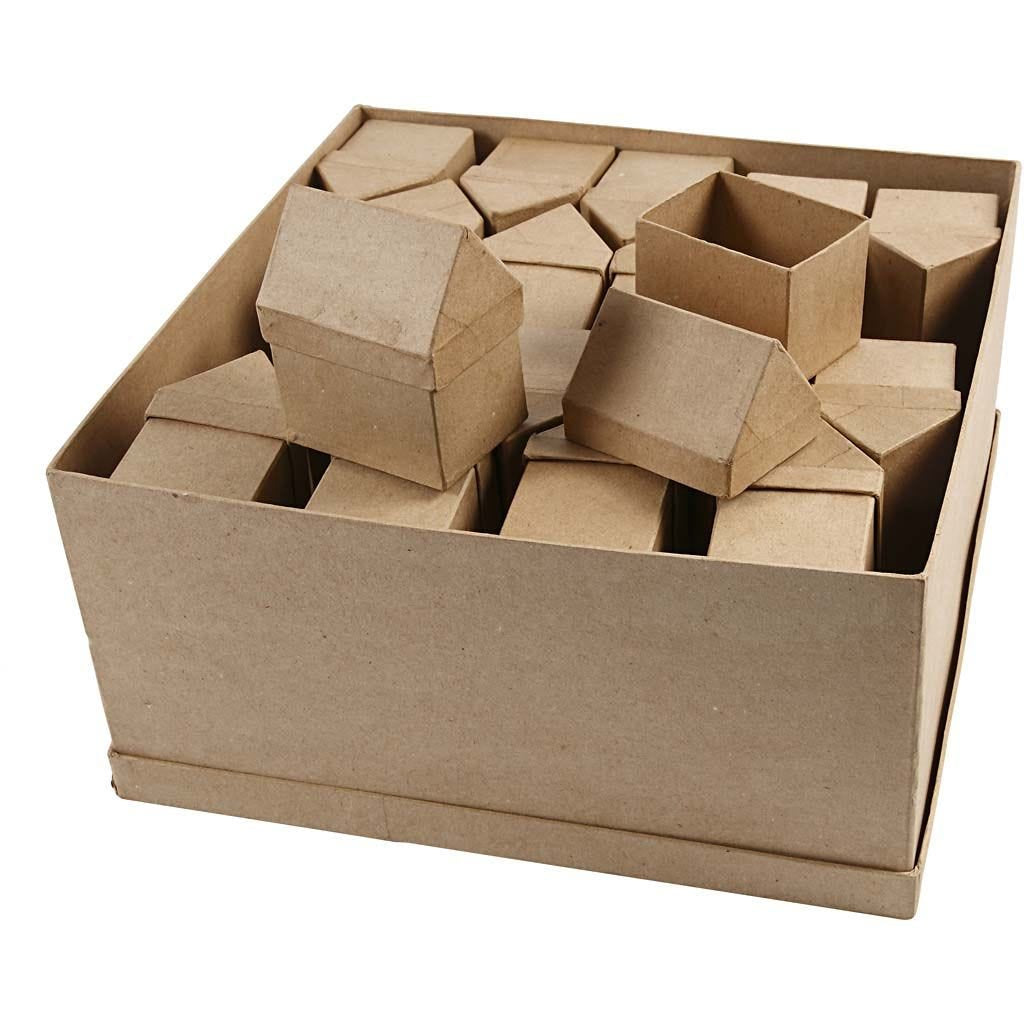 Creativ Company Pappschachteln Häuser – 10,5 × 6 × 8,5 cm – braun – 40 Stk.