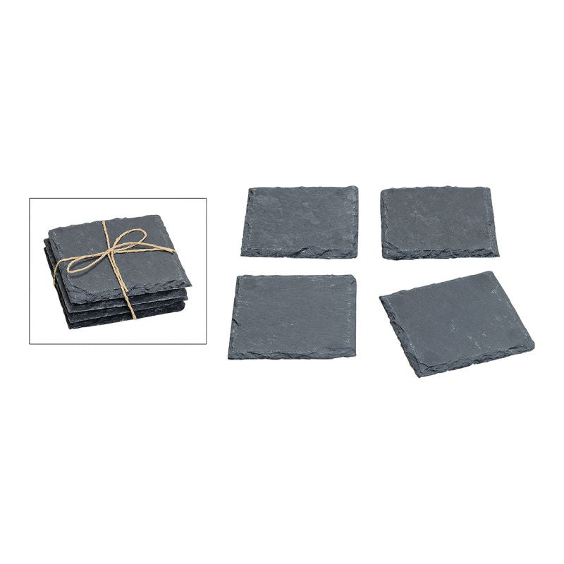 G. Wurm Glasuntersetzer – 4er Set, 10,0 × 10,0 × 4,0 cm, Schiefer, Grau, für Glas