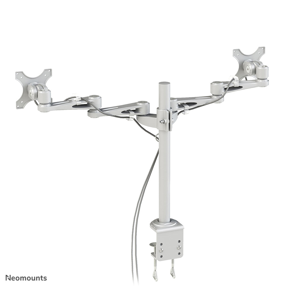 Neomounts FPMA-D935D – Tischhalterung, Dual, Tischklemme, bis 27", VESA 75 × 75 mm, 12 kg, neigbar, silber