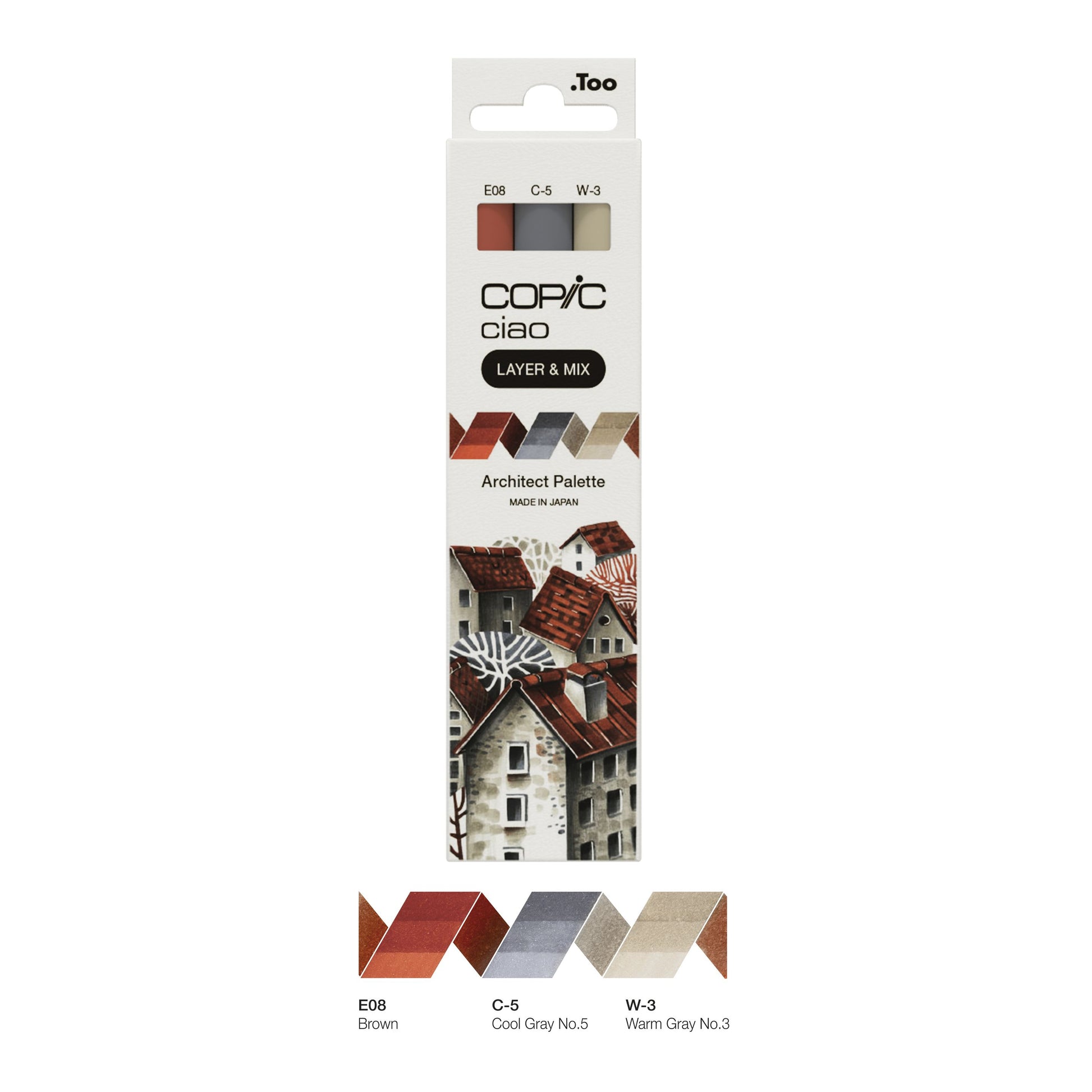 Copic Ciao Brush Pen, Doppelspitze – Pinselspitze + Keilspitze, alkoholbasiert, 3er Set