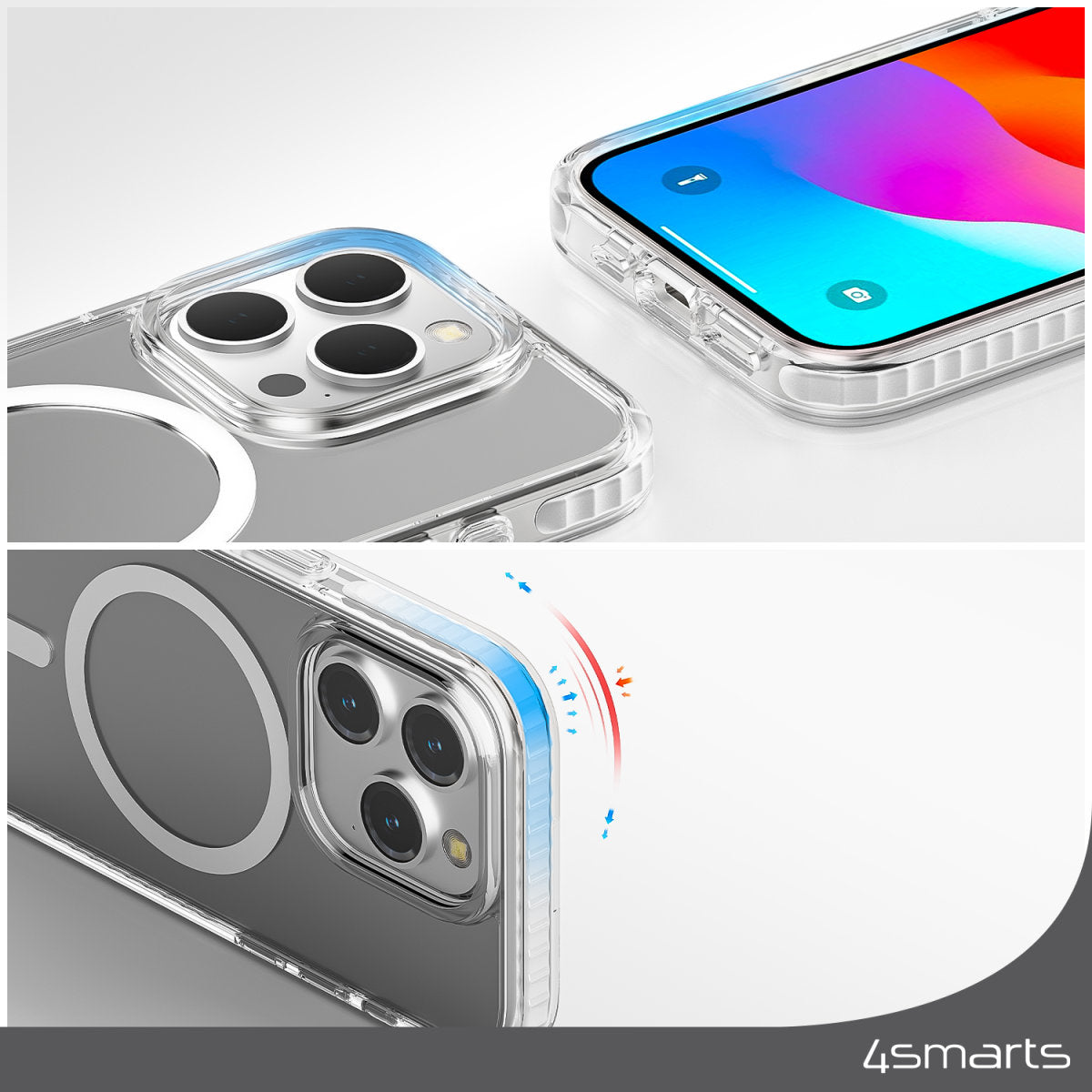 4smarts Backcover – für Apple iPhone 15 Plus, MagSafe, TPU, Transparent, bis 3 m Sturzsicher