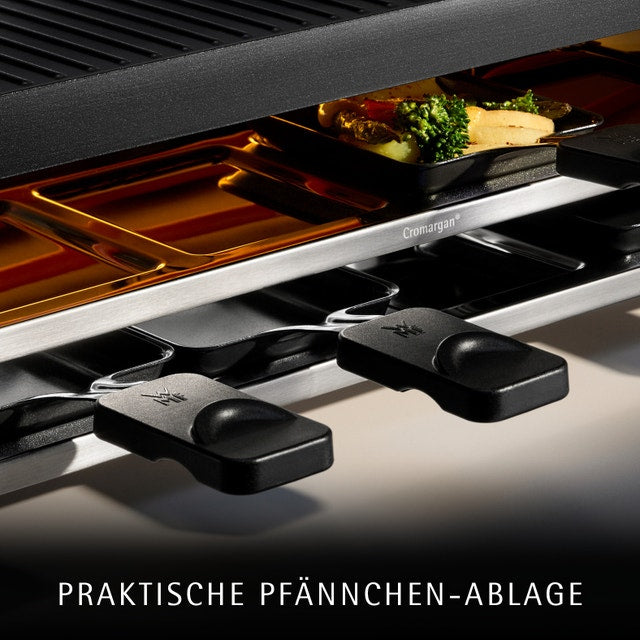 WMF Raclette-Grill LONO SELECTION FOR 8 – 1500 W, keramikbeschichtete Grillplatte – schwarz/edelstahl