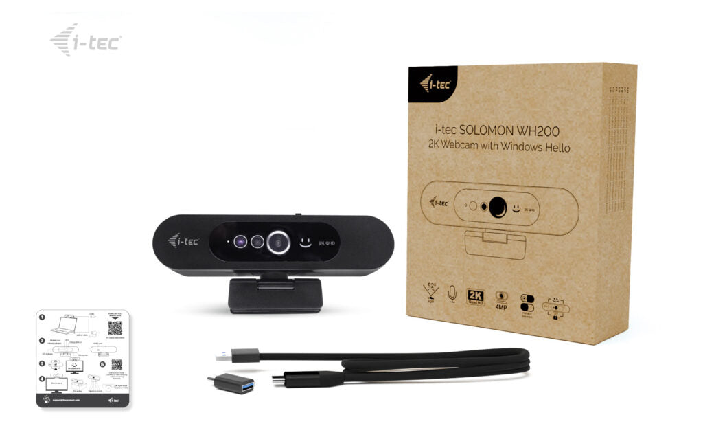 i-tec Solomon WH200 Webcam – 2K, 60 fps, USB-C – Schwarz