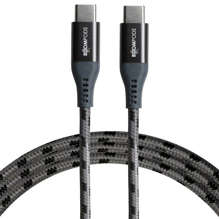 Boompods USB-C auf USB-C Kabel – 1,5 m – Graphit – für iPhone 15, Galaxy S23 und mehr