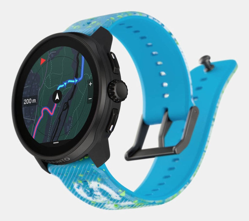 Suunto Race S 45 mm GPS – Fiberglas, Schwarz, Sportband, Blau, 50 m