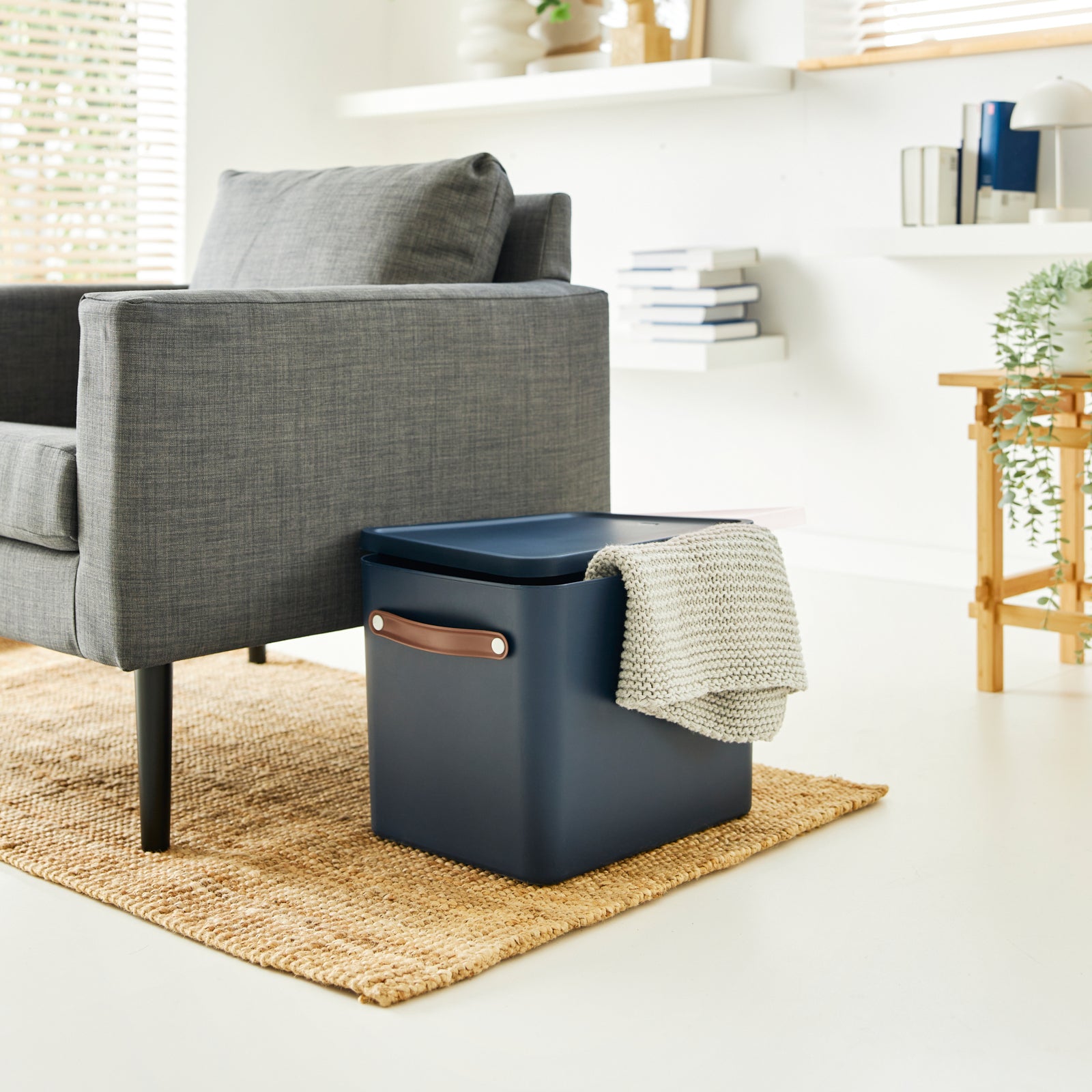 Rotho MALOJA Aufbewahrungsbox 27 l (mit Deckel) – Kunststoff – Blau – 290 × 295 × 400 mm