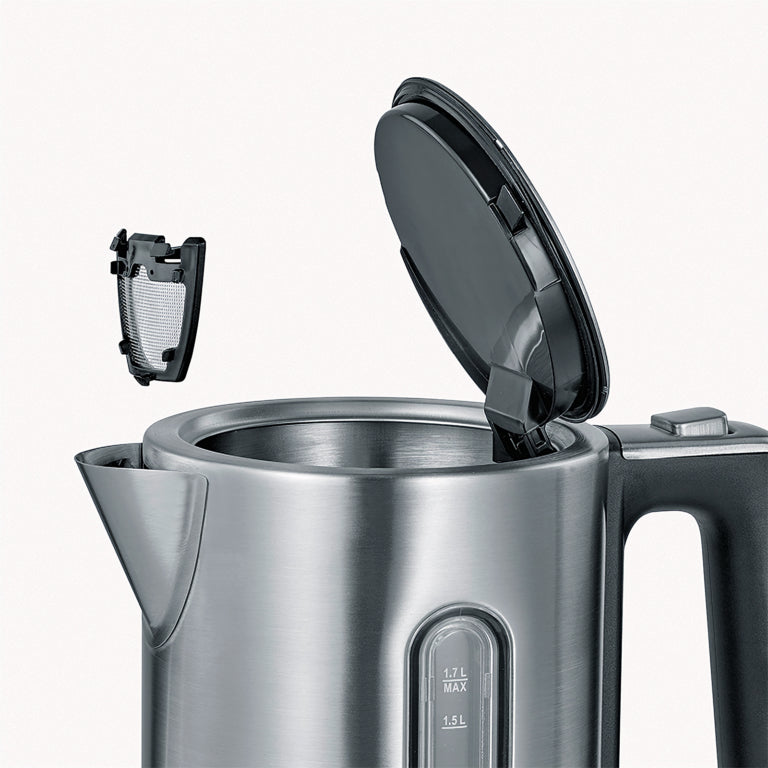 Severin Wasserkocher – 1,7 l, mit Temperaturwahl, Warmhaltefunktion, Edelstahl, Schwarz, WK 3418
