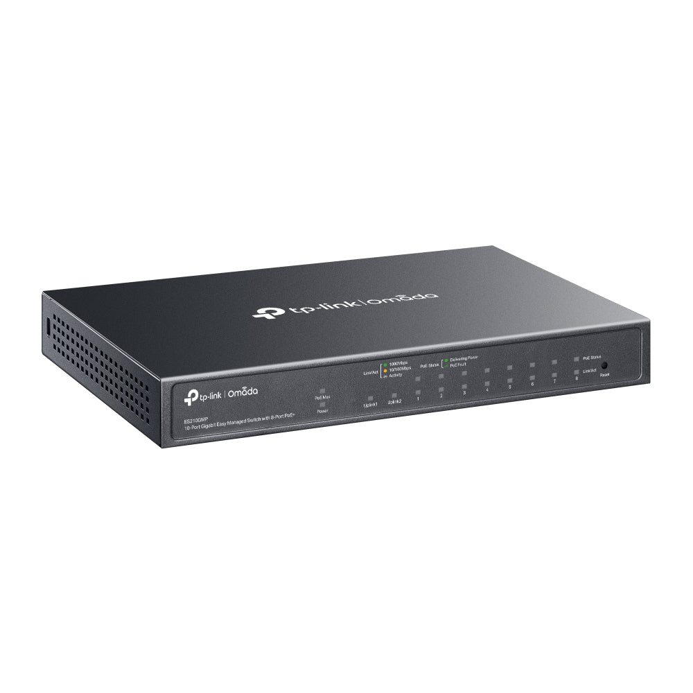 TP-Link ES210GMP – Managed Switch – 10×GbE, 1×SFP, PoE+ 123 W