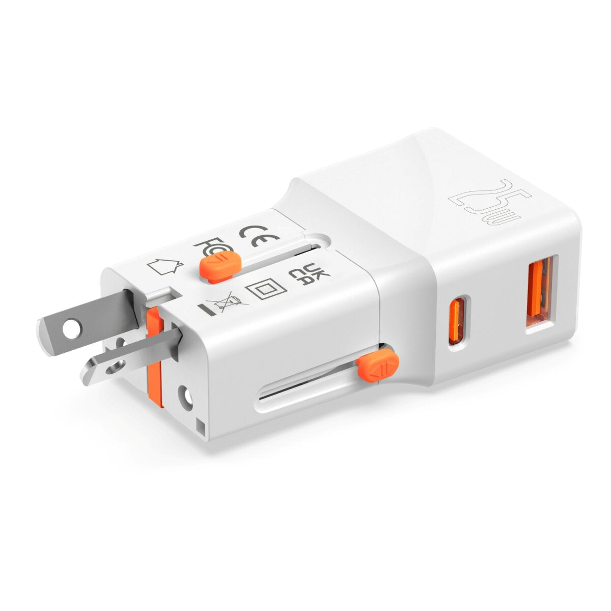 4smarts Nomad Pocket Weltreiseadapter 25 W – USB-C×1 – PD 3.0, PPS, QC 3.0 – AU/EU/UK/US-Stecker – Weiss