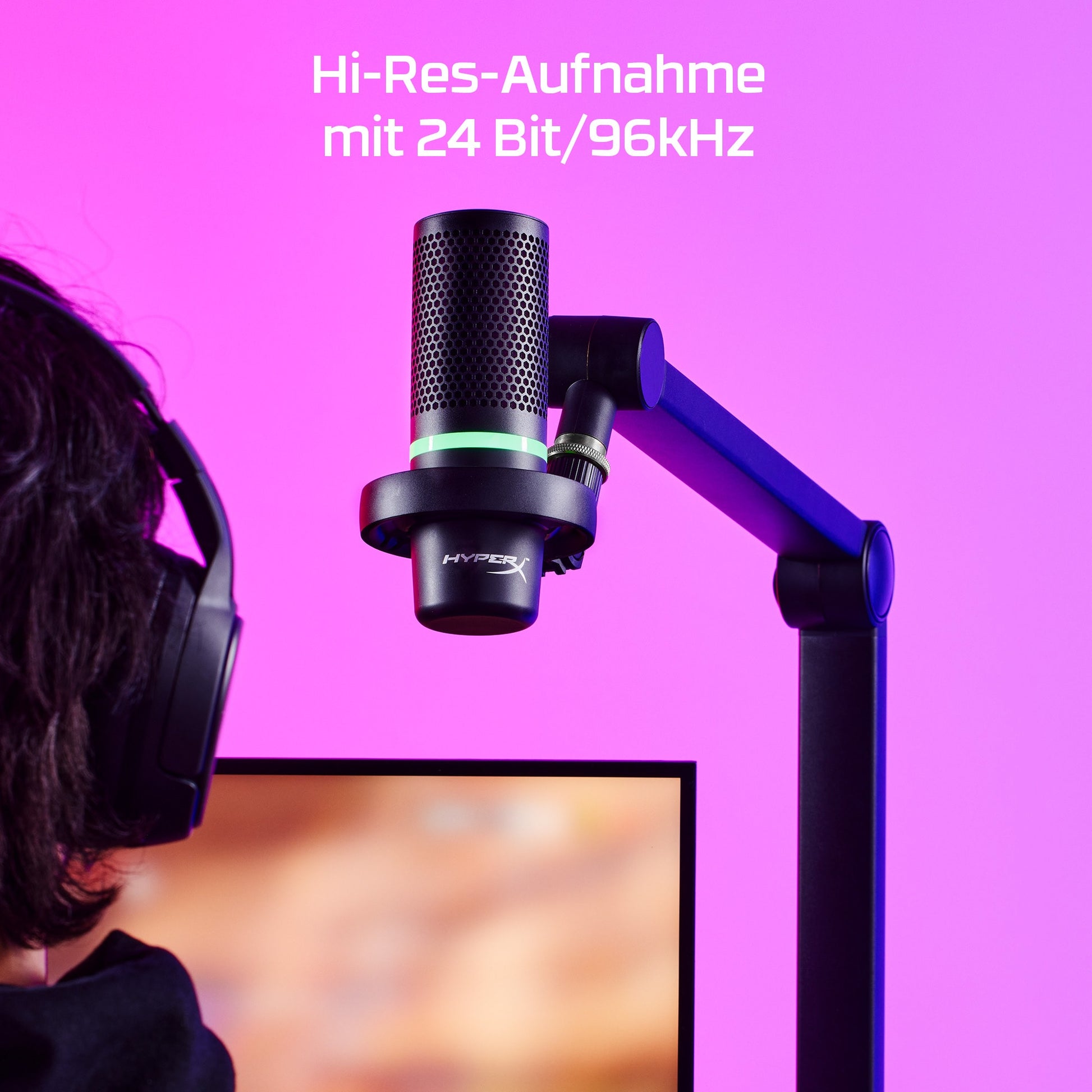 HyperX DuoCast – Tischmikrofon – USB, kabelgebunden, 24 Bit/96 kHz, für PC/Mac/PlayStation, Schwarz