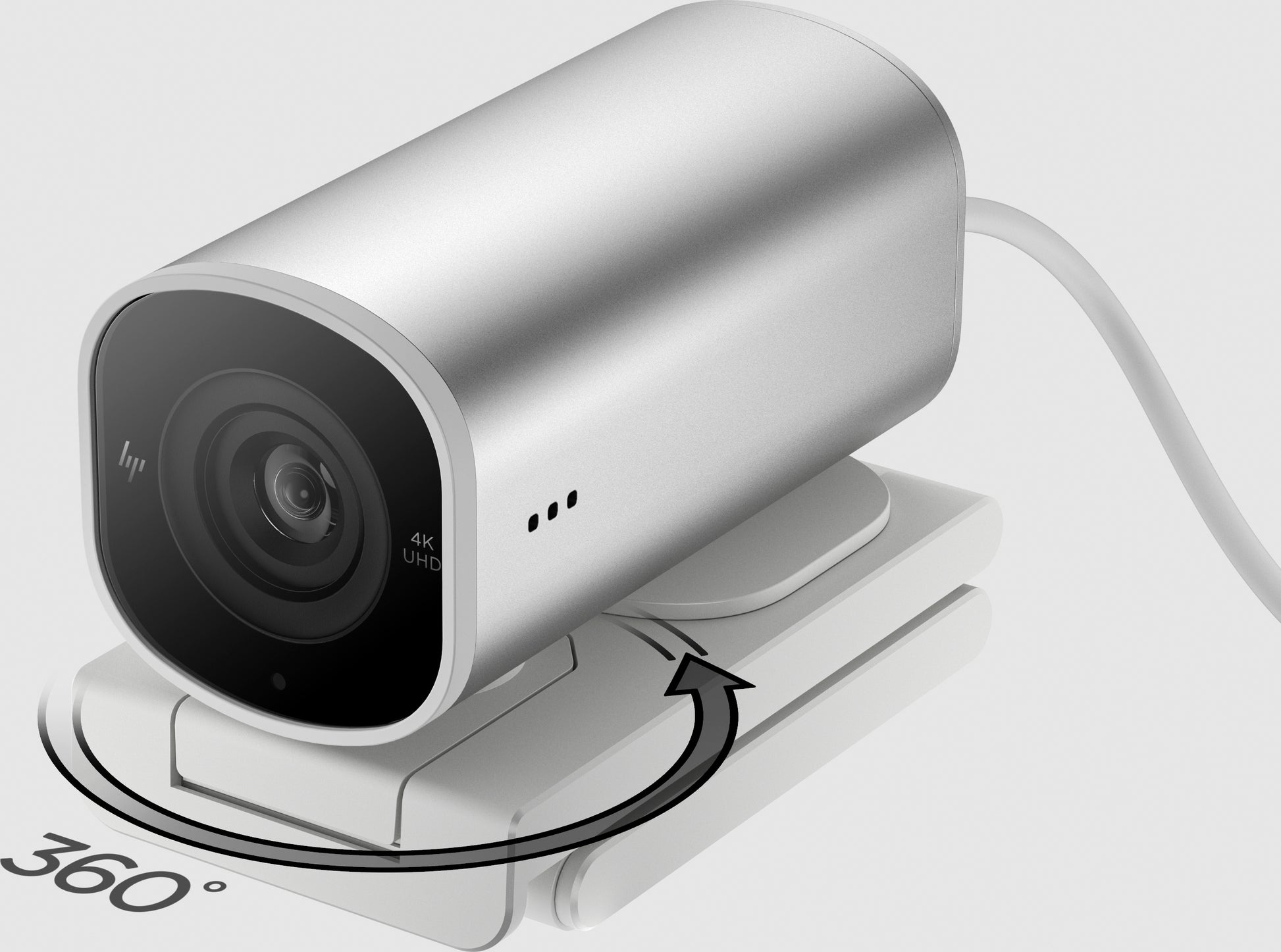 HP 960 – Webcam – 4K, bis 30 fps, USB‑A, Autofokus, 5× digitaler Zoom, Stereo-Mikrofon, Silber
