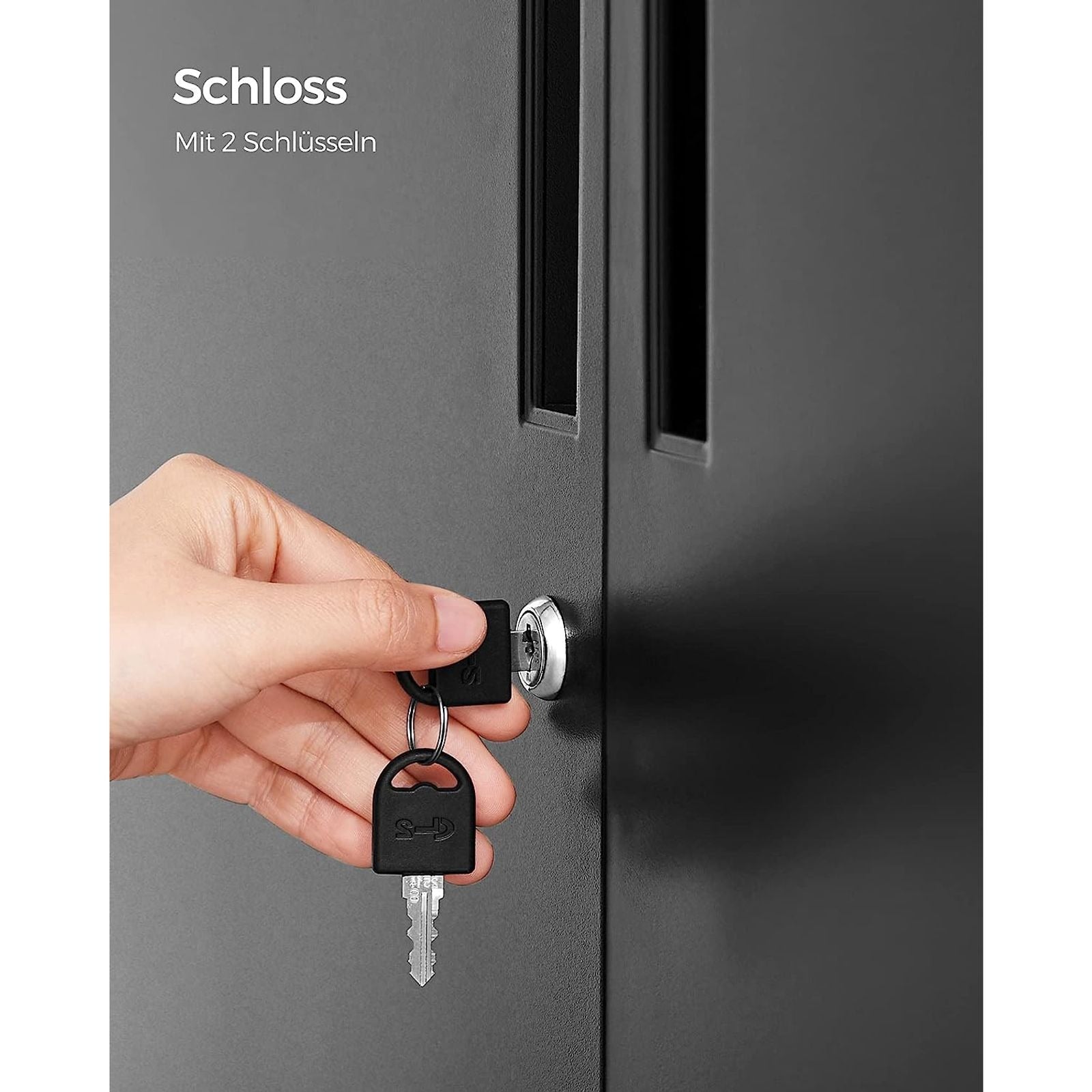 Songmics OMC013B01 – Aktenschrank, 2 Tablare, abschliessbar, Stahl, 800 × 400 × 900 mm, Schwarz