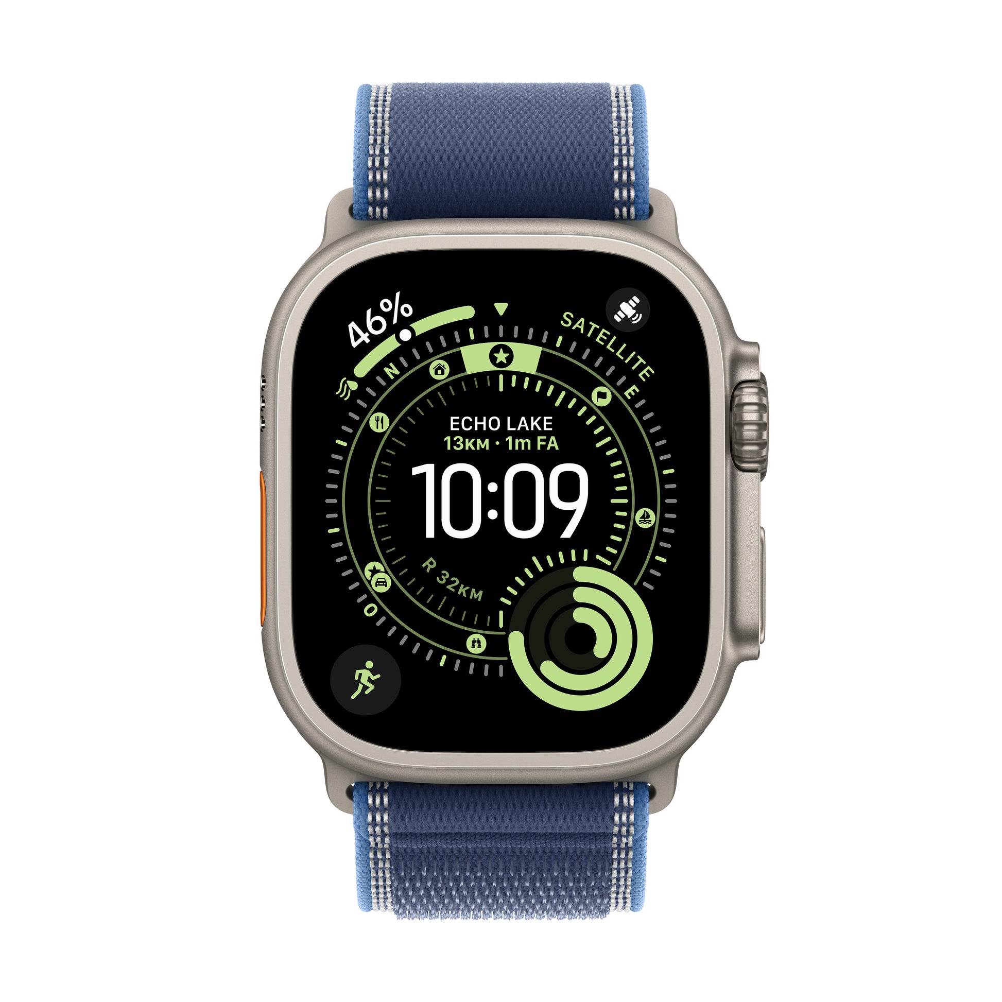 Apple Watch Ultra 3 49 mm GPS + Cellular – Titan, Trail Loop, Blau/Hellblau, S/M, 100 m, für iPhone