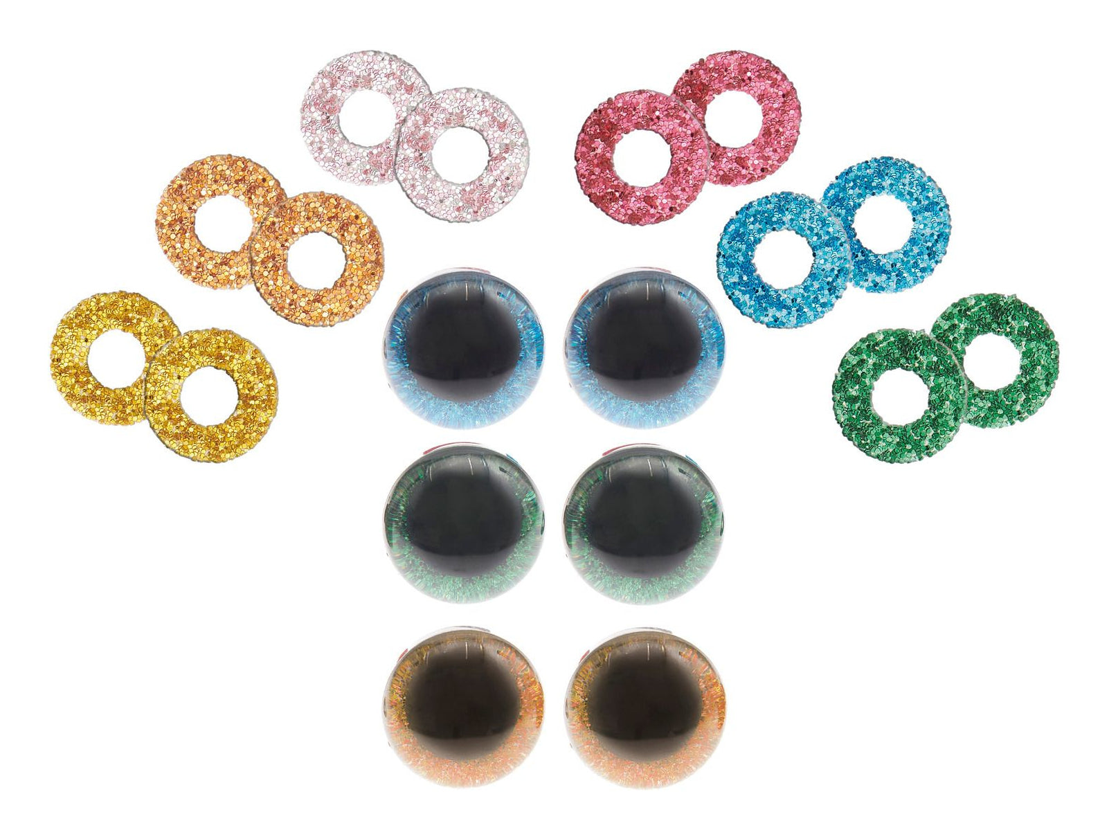 Rico Design Sicherheitsaugen, 12 mm, Karte 6 Stk, Gelb/Grün