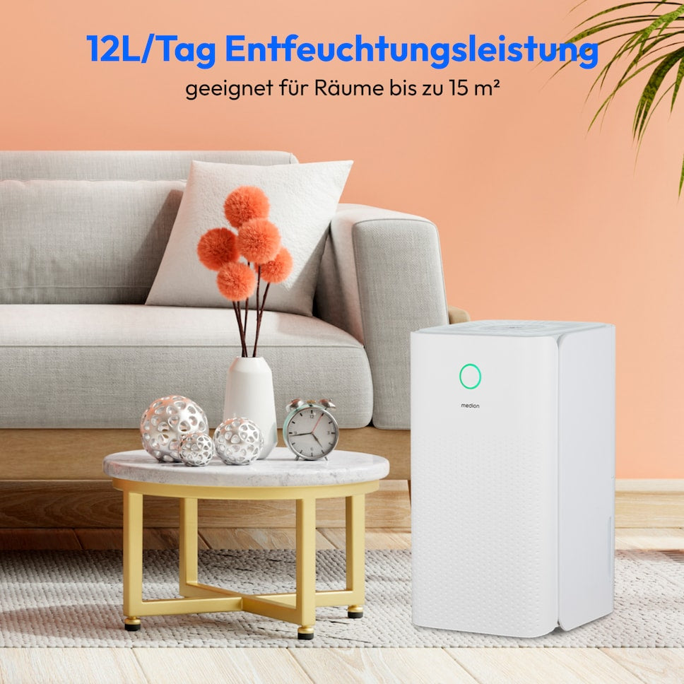 Medion DH10 Luftentfeuchter – 12 l/24 h, bis 15 m², Tank 2 l, weiss