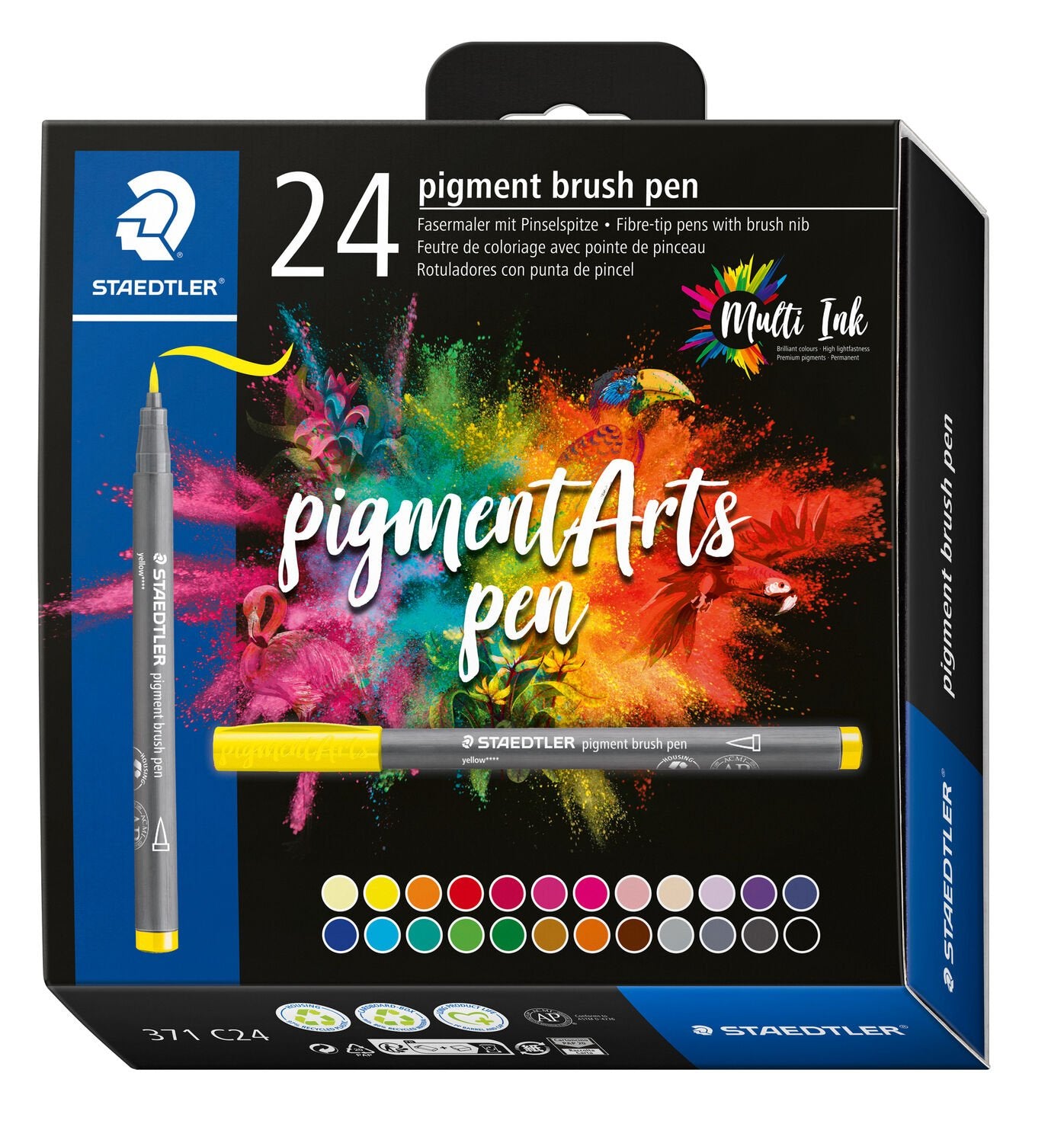STAEDTLER Pigment Brush Pen – 24 Stk., 24 Farben, lichtbeständig