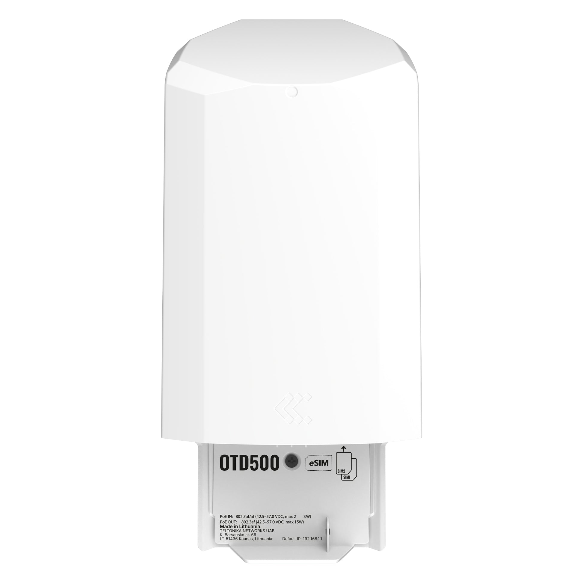 Teltonika OTD500 – 5G Router, 2× GbE (PoE-in/PoE-out), SIM-Slot, IP55 Outdoor, Weiss