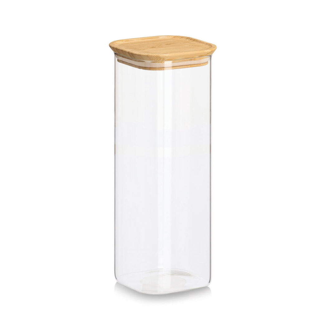 Zeller Present Vorratsdose 5,9 l, Glas (Borosilikat)/Bambus, transparent/braun