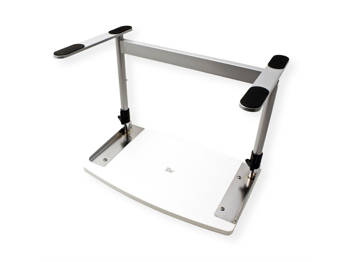 ROLINE Höhenverstellbarer Tisch, 50 × 30 cm, manuell, 39–49 cm, 10 kg, lichtgrau/weiss, Metallgestell