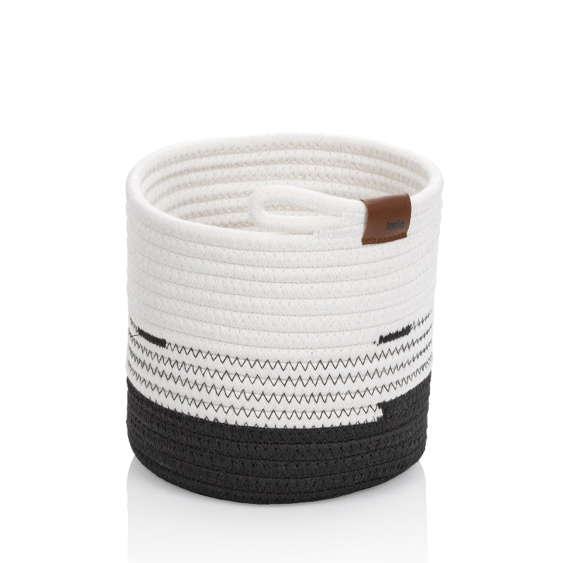 Kela Aufbewahrungskorb – Polyester – Schwarz/Weiss – Ø 180 × 170 mm