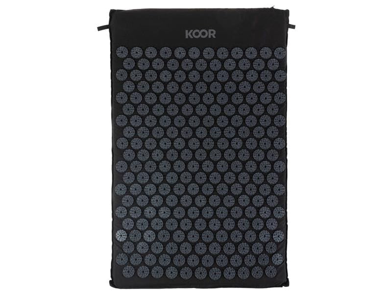 KOOR Akupressurmatte mit Kissen – Shiatsu – Matte 42 × 66 cm, Kissen 39 × 10 cm –  – Schwarz