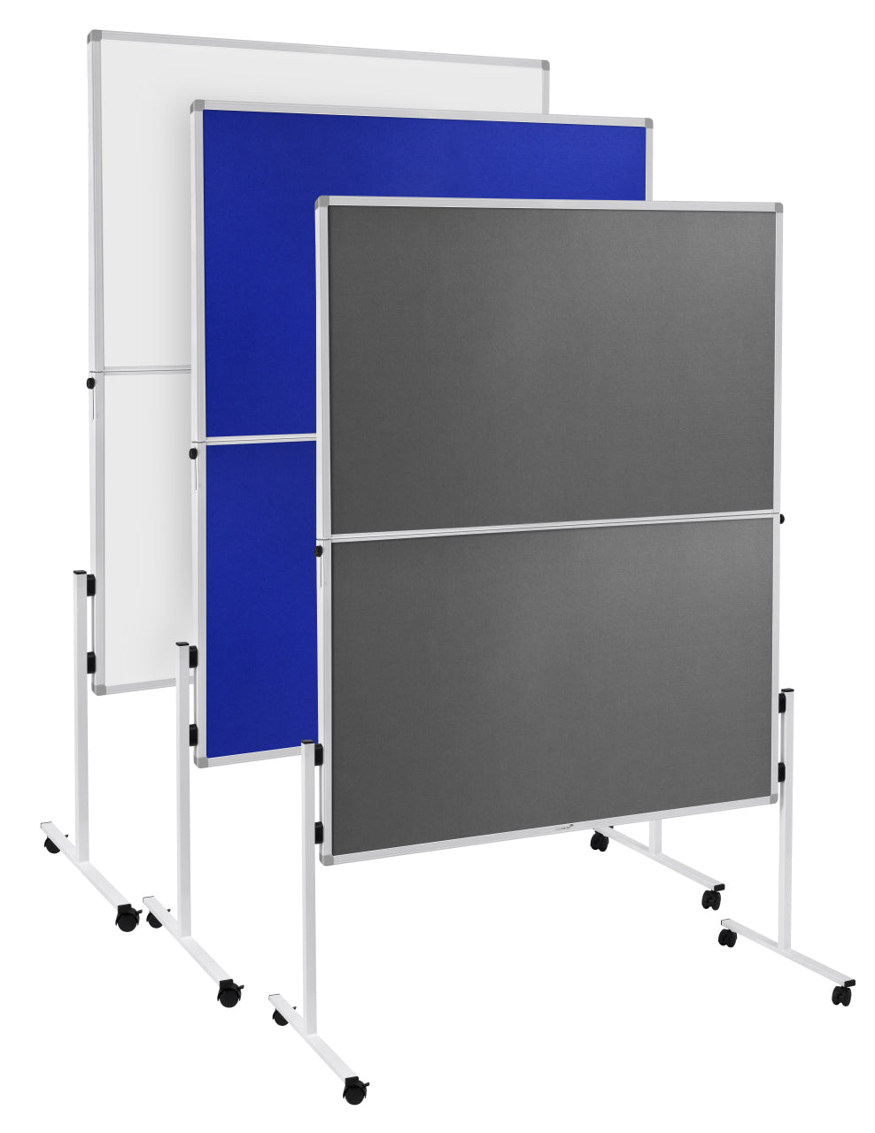 Legamaster Moderationswand – Filz, mit Rollen, doppelseitig – 120 × 150 cm – Blau, Alurahmen