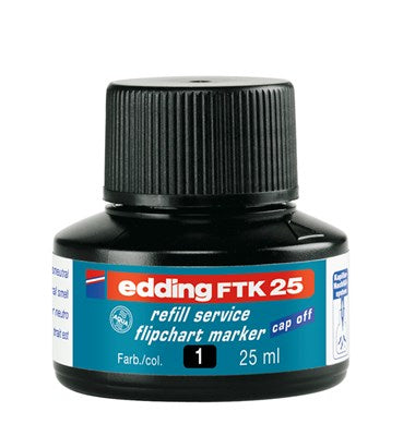 Edding FTK 25 Whiteboard-Marker Nachfülltinte – Schwarz, 25 ml, für edding e-380, e-383, EcoLine e-31 und andere