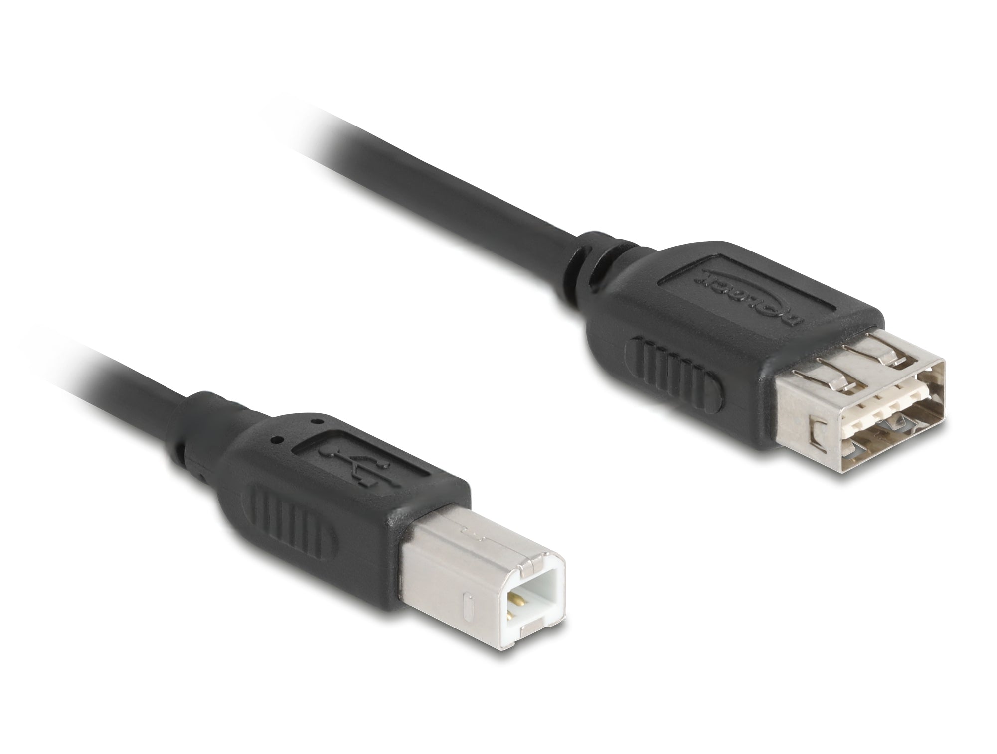 DeLOCK USB-A auf USB-B Kabel – USB 2.0 (480 Mbit/s) – 0,2 m – Goldkontakte, Umkehrbar – Schwarz