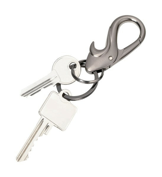 TROIKA Multitool-Schlüsselanhänger Drop – Flaschenöffner, mit Karabiner, Metall/Chrom, Grau