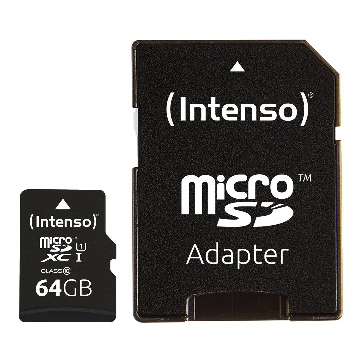 Intenso microSDXC 64 GB – UHS-I, Klasse 10, U1, 90 MB/s Lesen, inkl. SD-Adapter, 5er Pack