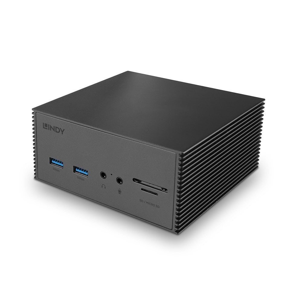Lindy 43378 Dockingstation – USB-C, 1× DP, 2× HDMI, 5× USB-A, Fast Ethernet, SD/microSD, 3,5 mm Audio