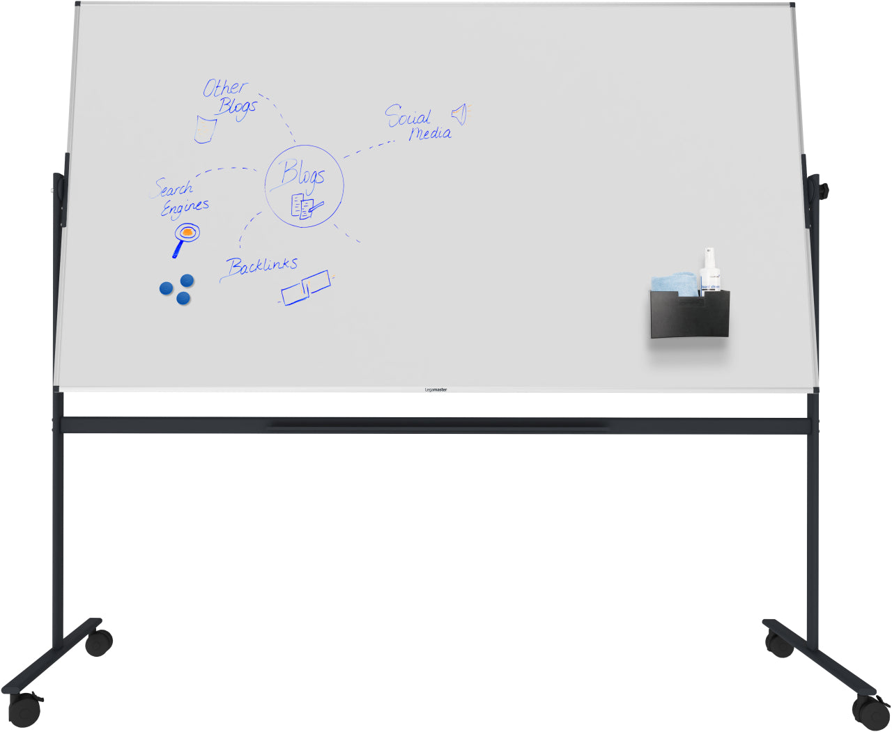 Legamaster Mobiles Whiteboard – Emaille, magnetisch, beidseitig, drehbar – 219,7 × 119,7 cm