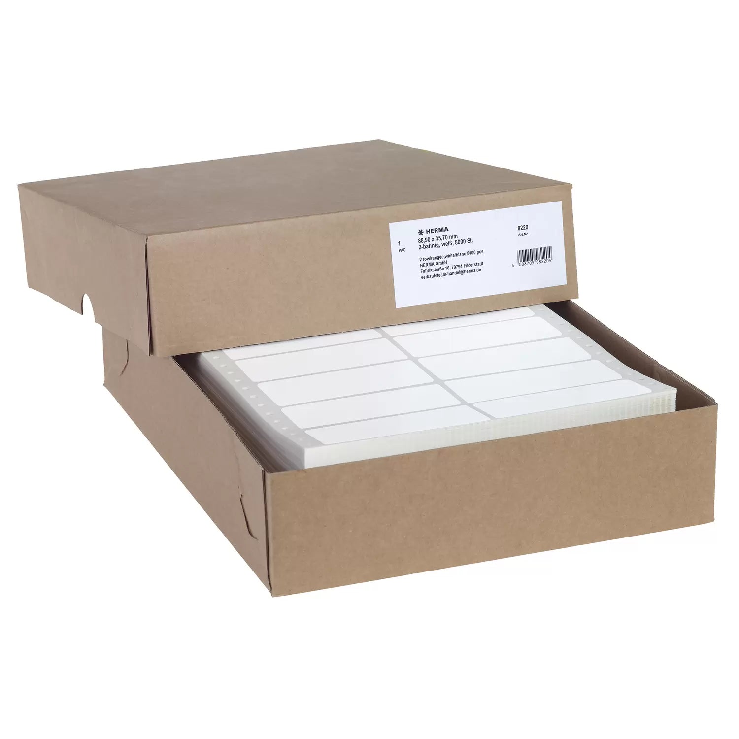 HERMA Etiketten A4 88,9 × 35,7 mm – Papier, matt, weiss – permanent haftend – Punktmatrix – 8'000 Stk. – FSC‑
