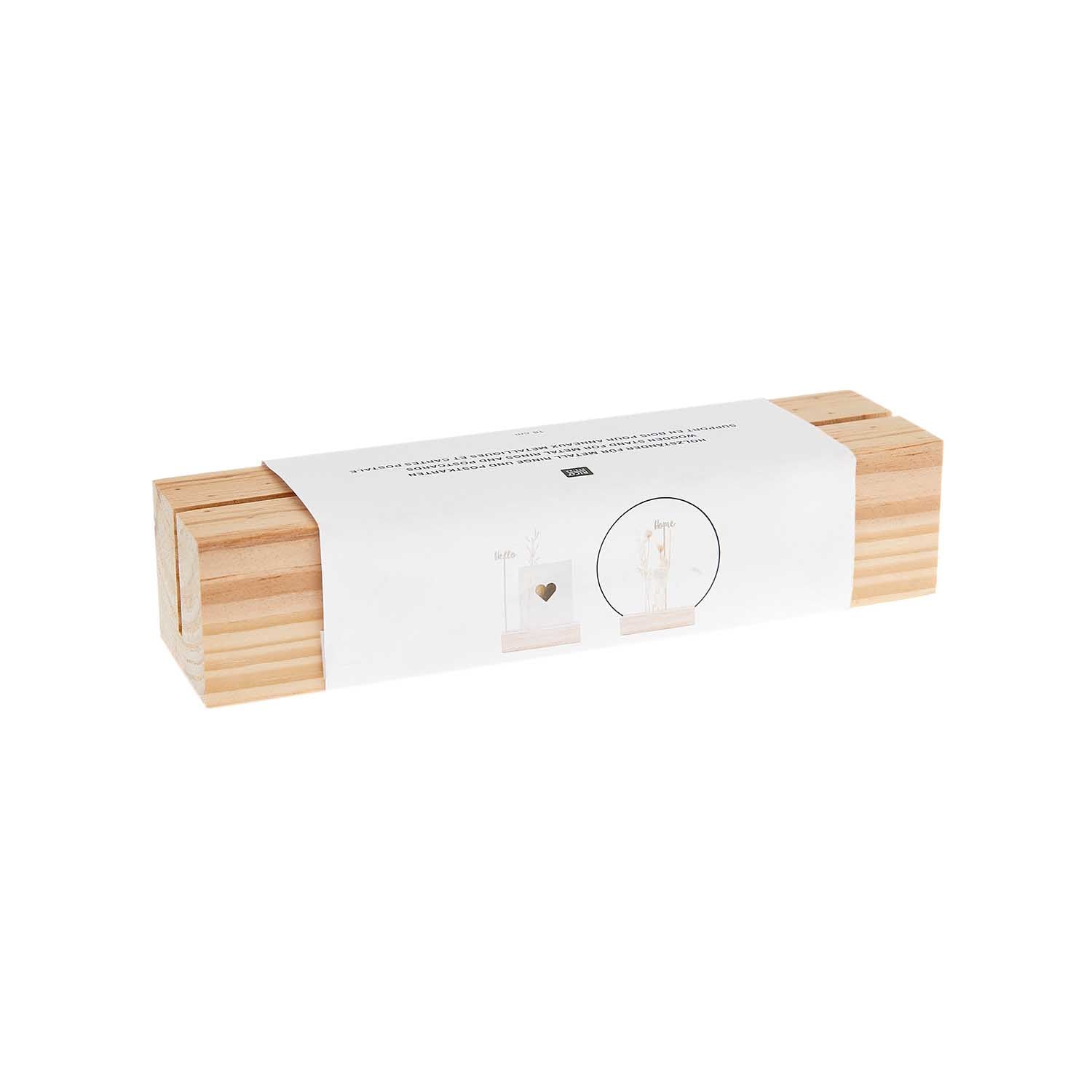 Rico Design Thekendisplay – für Postkarten, Metallringe – Holz, Beige – 180×40×50 mm