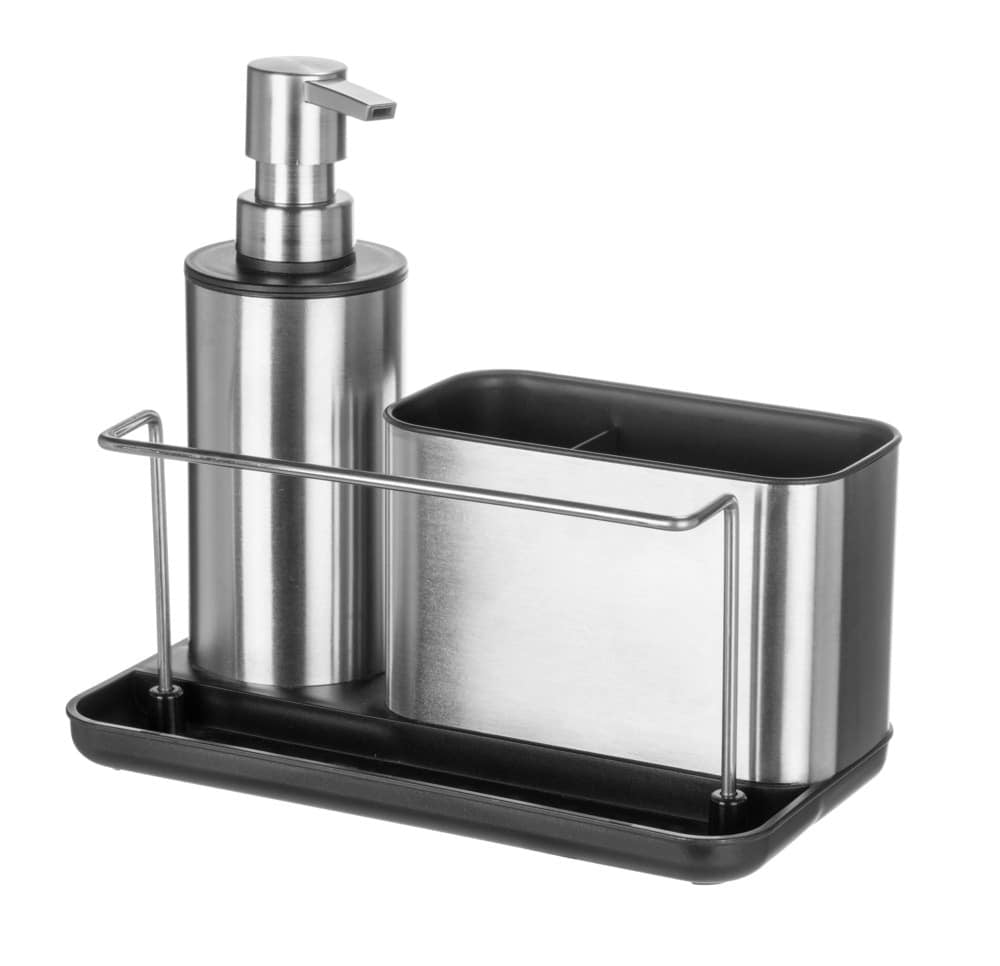 WENKO Utensilienhalter (wandmontiert) 21 × 11 × 18 cm, Edelstahl, Silber