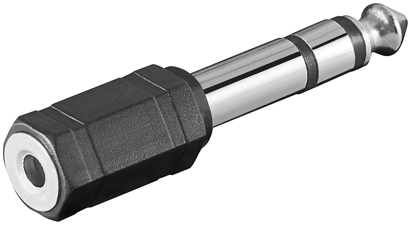 Microconnect Klinkenadapter 6,3 mm zu 3,5 mm – männlich zu weiblich, Stereo, Schwarz
