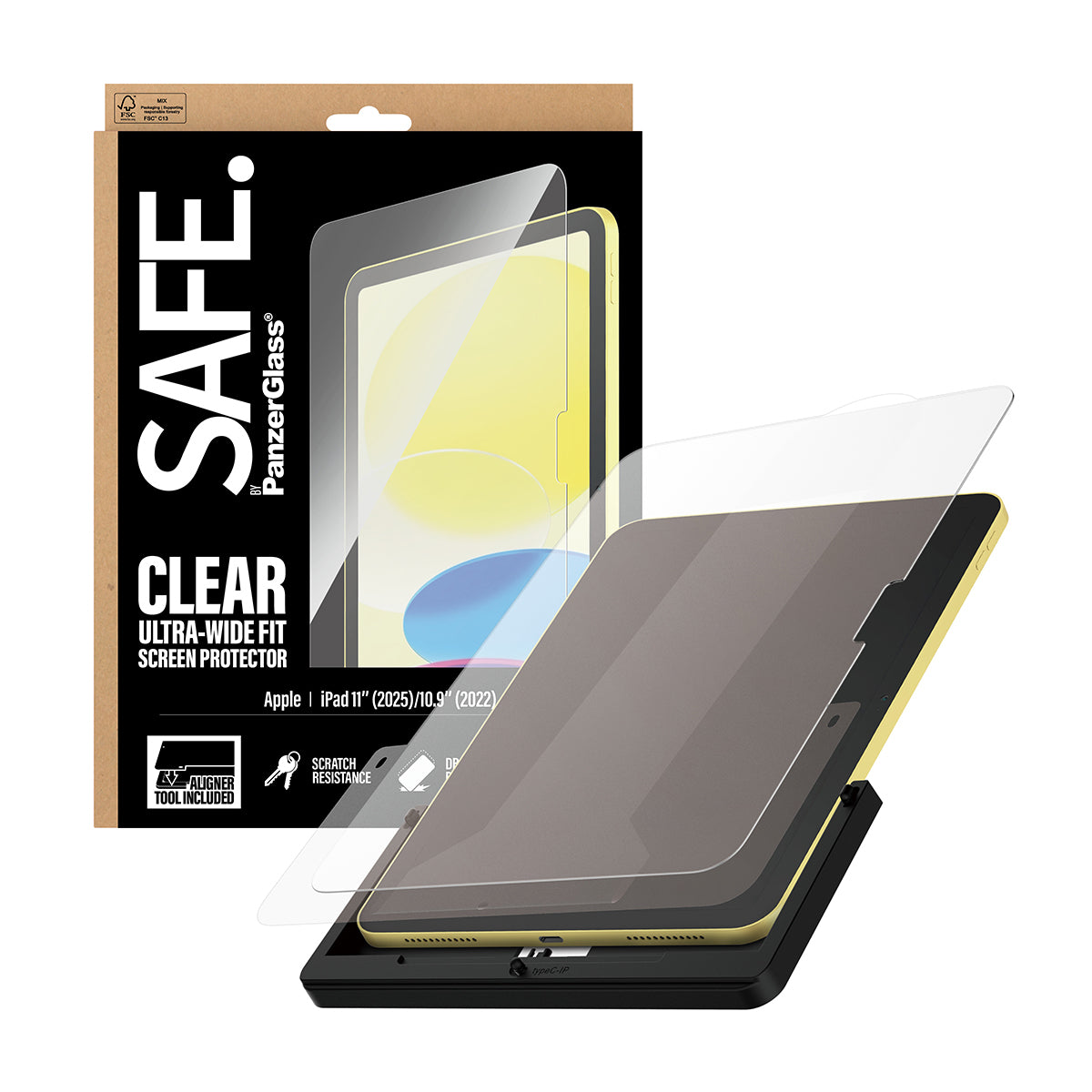 PanzerGlass SAFE. Displayschutz – für Apple iPad 11" (2025), iPad 10,9" (2022), Stossschutz, Gehärtetes Glas