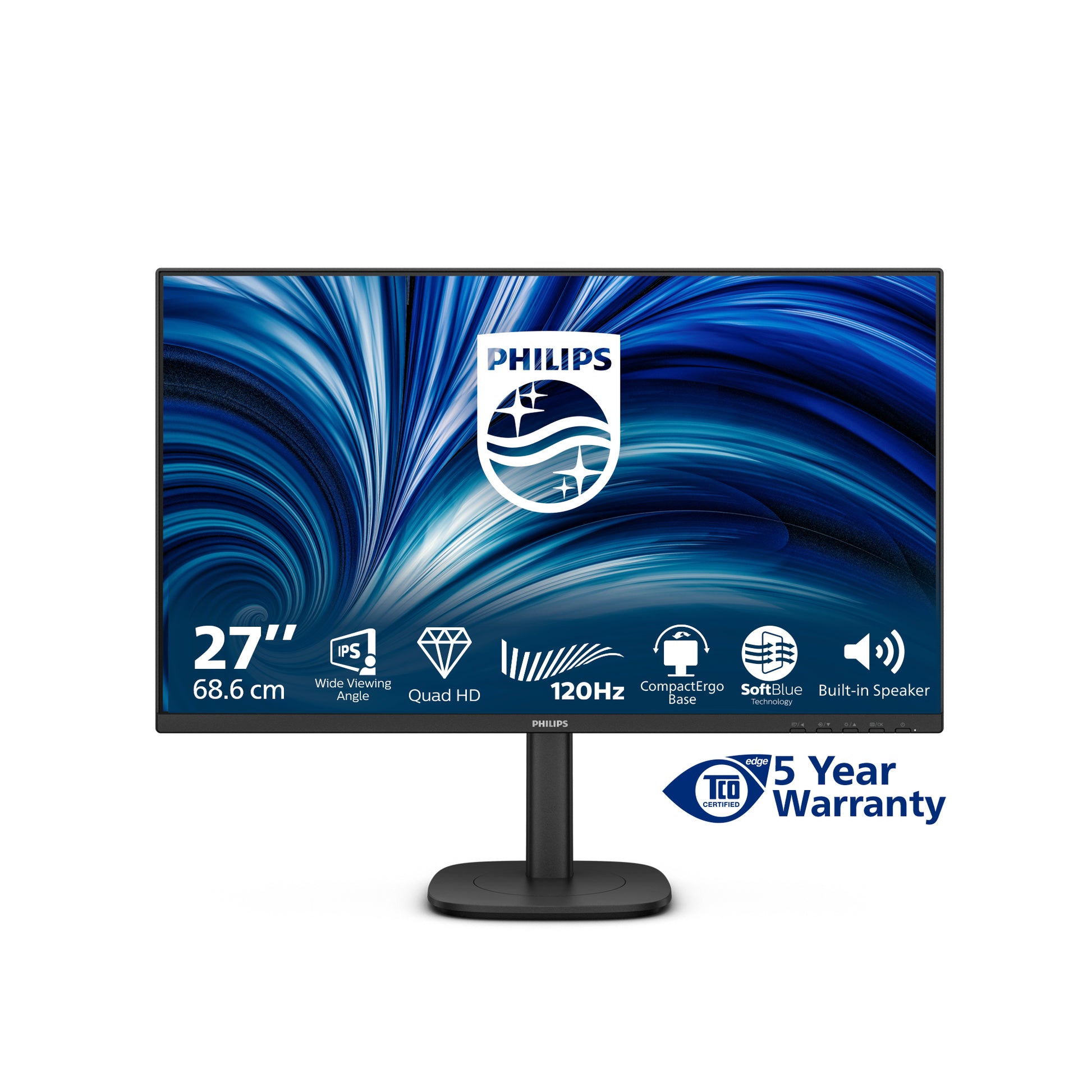 Philips 27B2N3500J/000 – Monitor, 27", 350 cd/m², höhenverstellbar, USB-Hub, integrierte Lautsprecher, schwarz