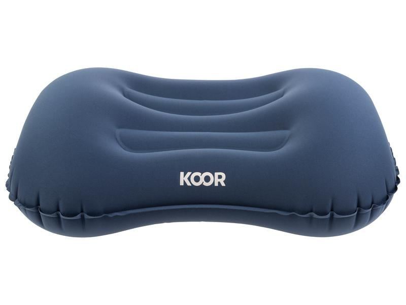 KOOR Reisekissen – 280×90×450 mm – aufblasbar, faltbar – blau – Polyester