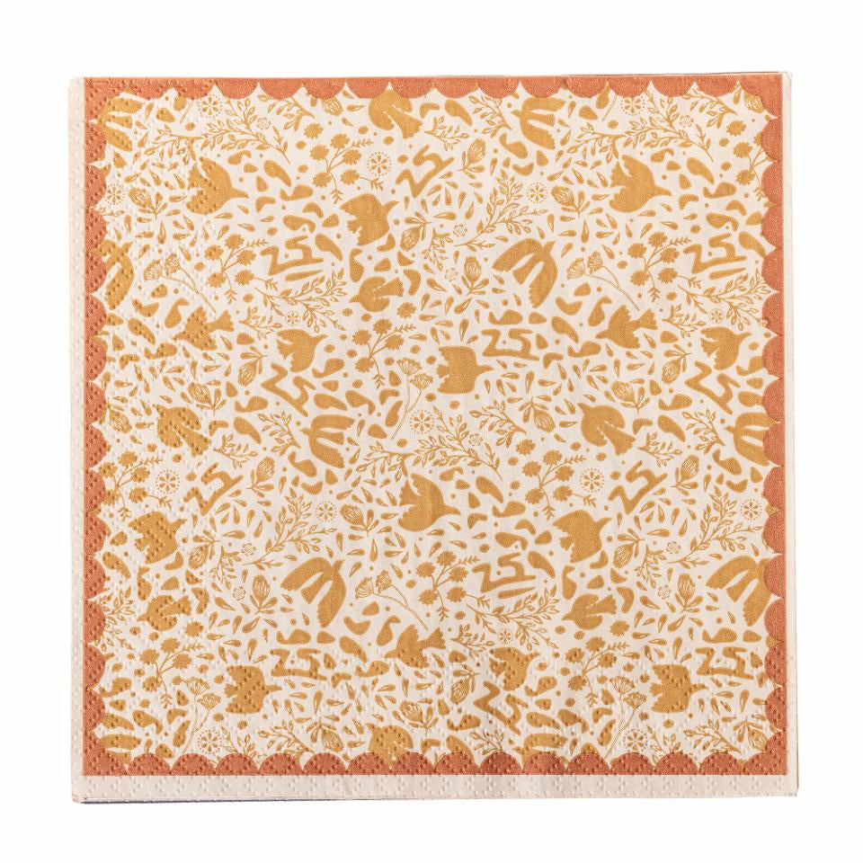 Bloomingville Servietten, Vogel, 33 × 33 cm, Mehrfarbig – FSC – 20 Stk.