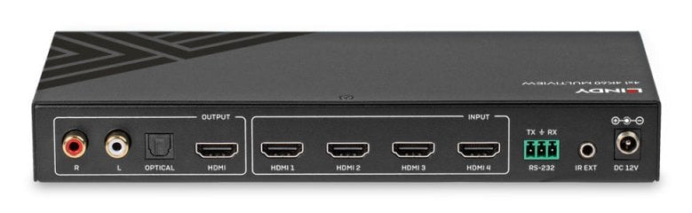 Lindy 4×1 Multiview – HDMI-Switcher 4×1, 4K @60 Hz, Multiview, Seamless Switch