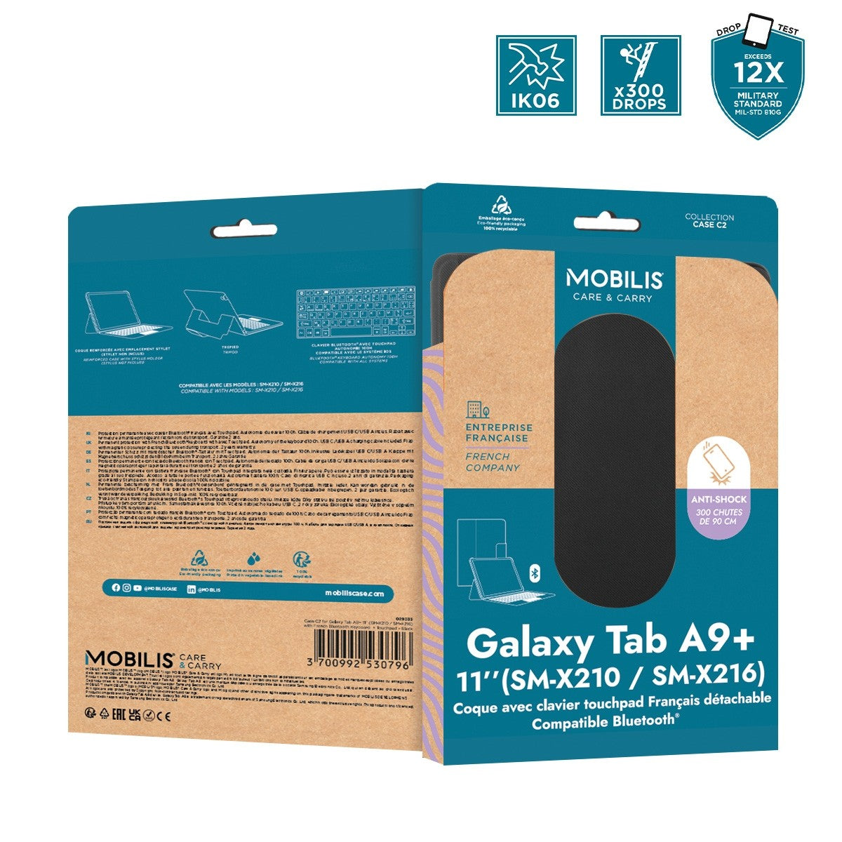 Mobilis Tastatur-Case für Samsung Galaxy Tab A9+ (SM‑X210/SM‑X216) 11" – Bluetooth, Trackpad – Schwarz