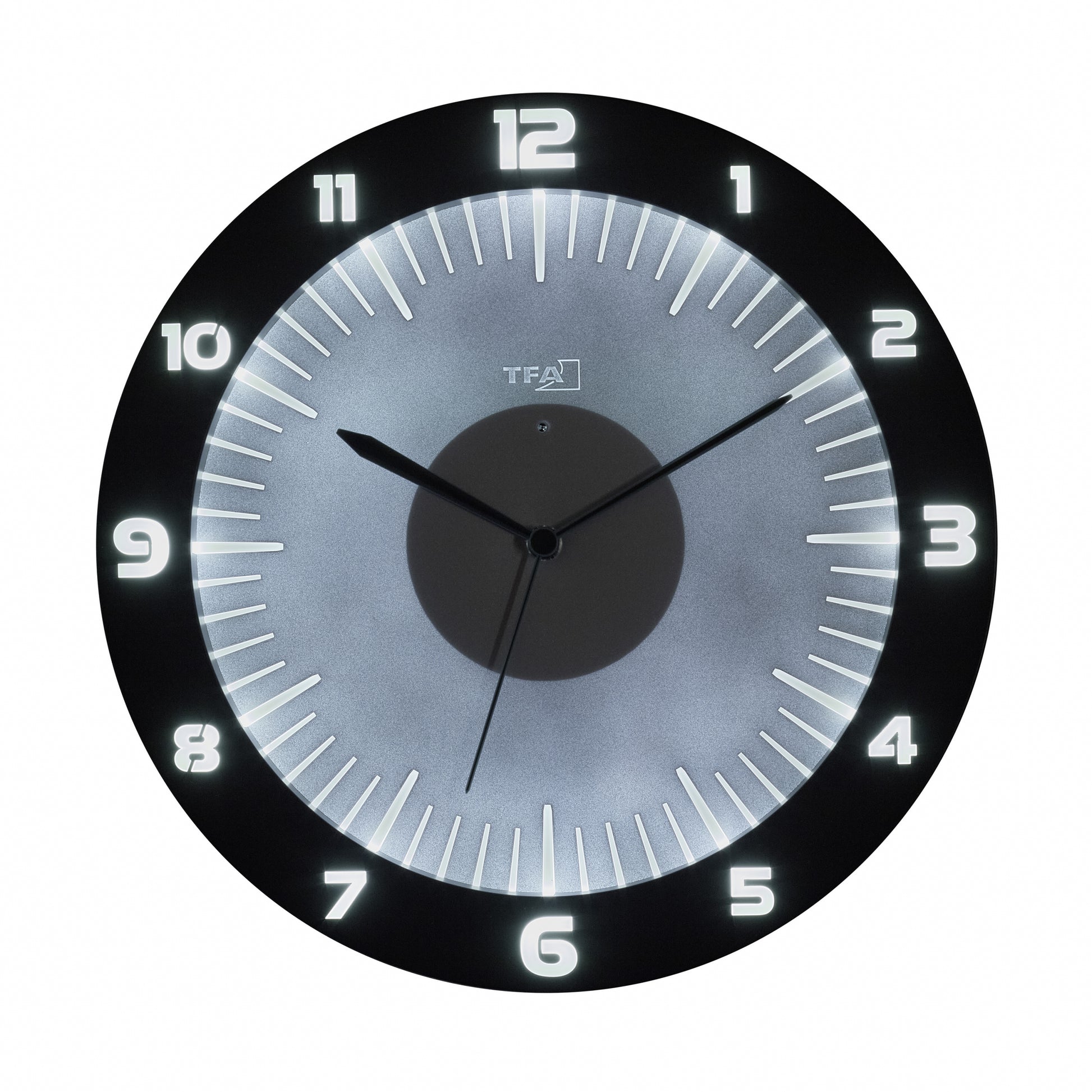TFA-Dostmann TFA Dostmann LUMOCLOCK Wanduhr – Funk, analog, Licht, USB, Ø 30,3 cm, schwarz, Kunststoff