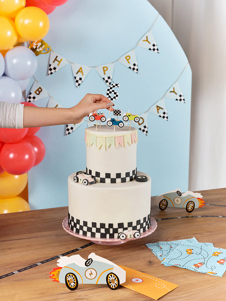 PartyDeco Geburtstagskerzen Autos – Mehrfarbig – 3 cm – 5 Stk