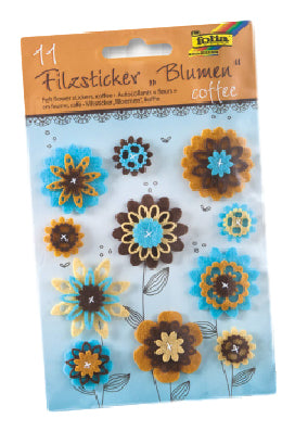 Folia Filzsticker, Blumen, Braun/Orange, 11 Stk