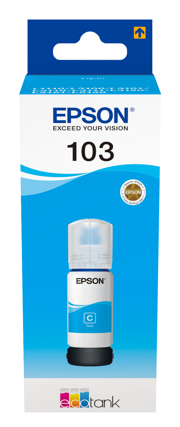 Epson 103 Blau Tintenpatrone (Original) – 70 ml – für Epson L1110/L3110/L3150 …